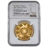 2021 Queen's Beasts Completer 1oz Gold Proof PF 70 Thumbnail