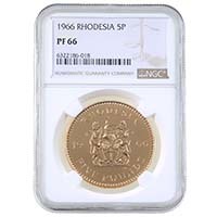 1966 Rhodesia Gold £5 PF 66 Thumbnail