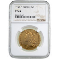 1738 King George II Gold Two Guineas Coin NGC Graded XF 45 Thumbnail