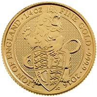 2016 Queen's Beasts Lion Of England 1/4oz Gold Bullion Thumbnail