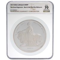 UK19UL2KS 2019 Great Engravers Una And The Lion Two Kilogram Silver Proof Coin NGC Graded PF 70 Ultra Cameo Thumbnail