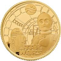 UK23R2GQ 2023 Star Wars R2-D2 And C-3PO Quarter Ounce Gold Proof Coin Thumbnail