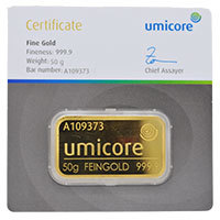 Umicore 50g Gold Bar